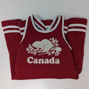 Roots Canada Dress Beaver Logo 3T Red White